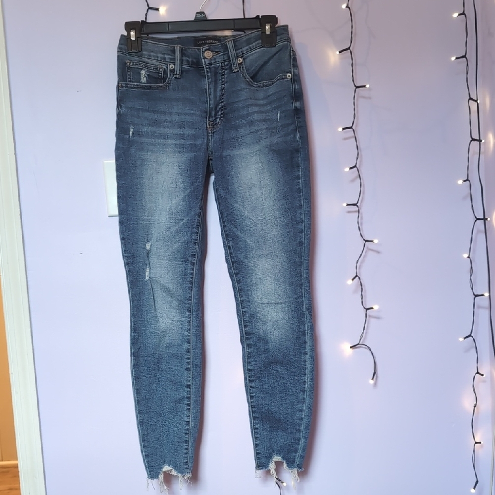 Lucky Brand Distressed Ankle Jeans in Blue